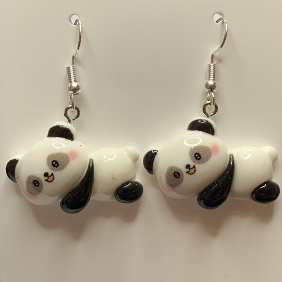 Panda Earring, Panda Bear Jewelry, Gift, Panda Jewelry, Silly Animal Earring - Picture 6 of 8